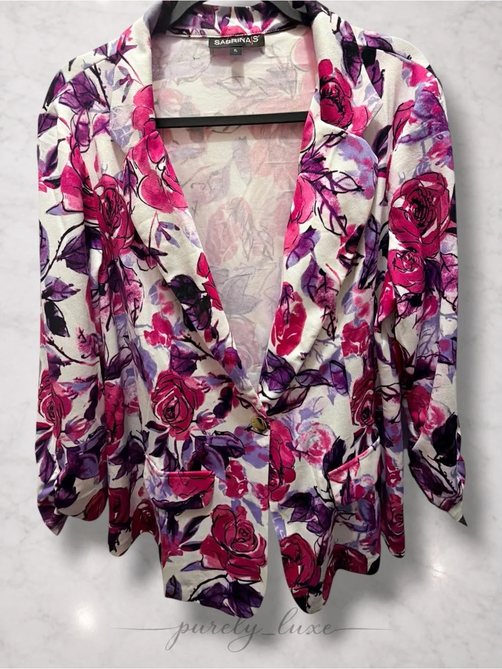 Sabrina's Pink & Purple Floral Blazer Jacket - Picture 1 of 3
